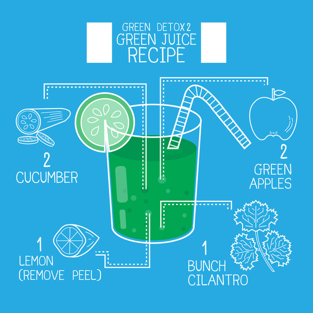 Vihreä mehu reseptit suuri vieroitus, sininen sävy
 - Vektori, kuva
