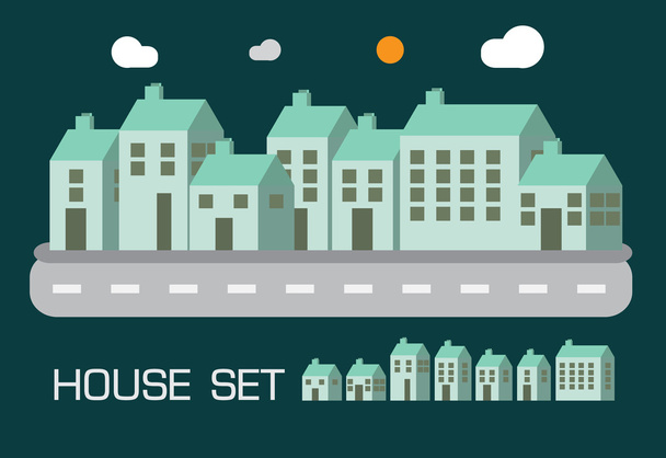 House set green tone concept - Vektor, obrázek