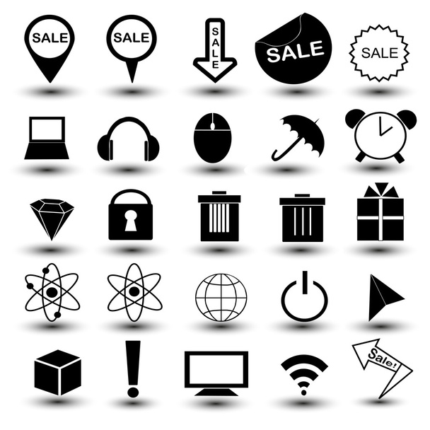 Vektor schwarze universelle Web-Icons gesetzt - Vektor, Bild