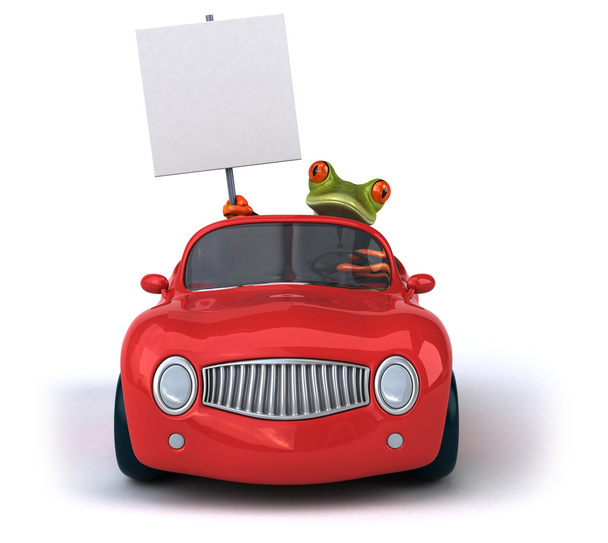 Fun frog in suit and car - Foto, Bild