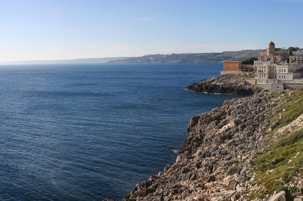 view of salento rocky coastline at Santa Cesarea Terme touristic - Fotó, kép