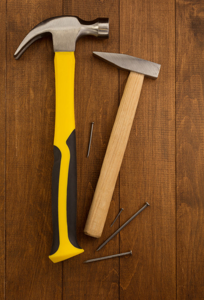 Hammer tools on wood - Zdjęcie, obraz