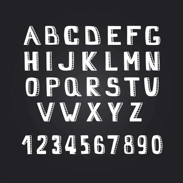 Handmade alphabet and numbers - Wektor, obraz
