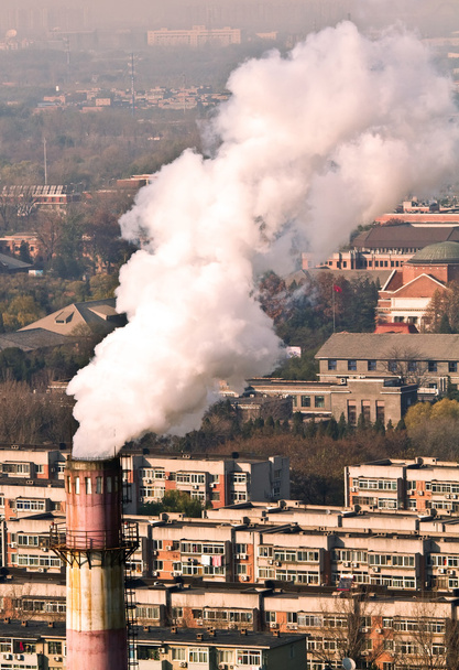 Smoke and air pollution in residental block - Photo, Image