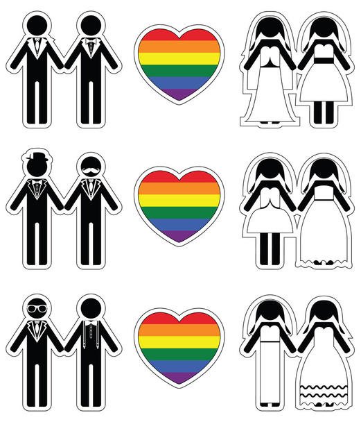 Lesbické nevěsty a gay štolbové ikona 2 s prvkem rainbow - Vektor, obrázek