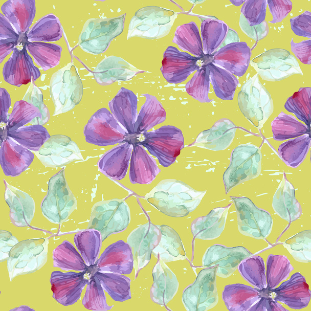 Seamless pattern with watercolor clematis - Wektor, obraz