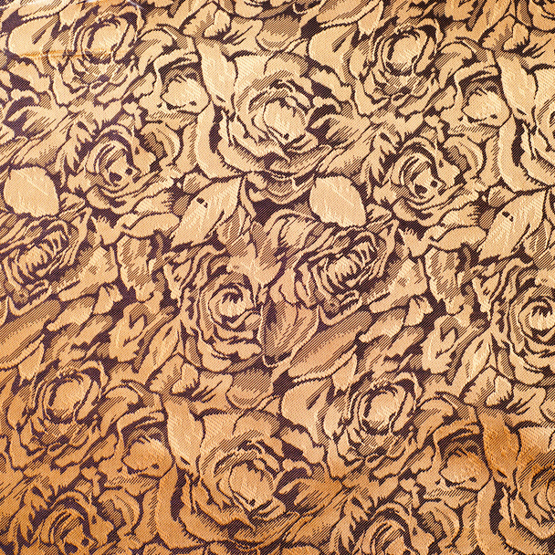 Fabric silk texture. Rose flowers, gold color. Photography studio - Photo, image