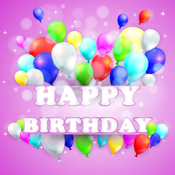  Birthday background with colorful balloons. - Vector, afbeelding