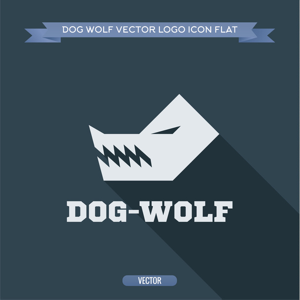 Wolf dog angry silhouette with fangs, aggressive, dangerous animal - Vektori, kuva