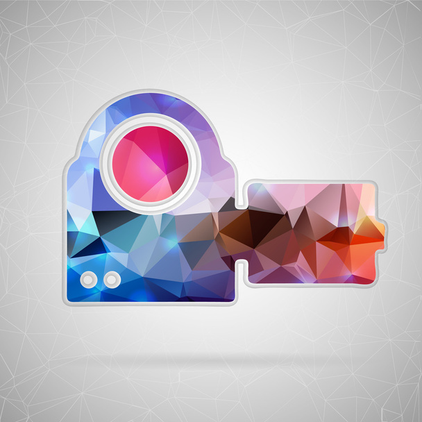 Abstract creative concept vector icon of video camera. For web and mobile content isolated on background, unusual template design, flat silhouette object and social media image, triangle art origami. - Вектор, зображення