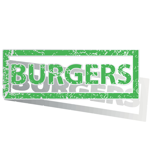 Green outlined BURGERS stamp - Vecteur, image