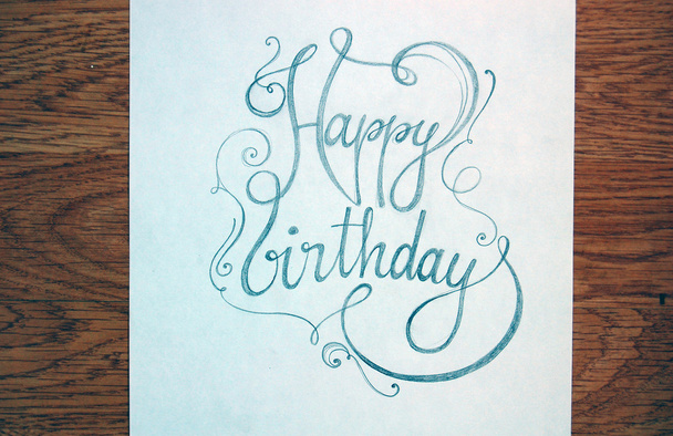 Vintage Happy Birthday calligraphic text - 写真・画像