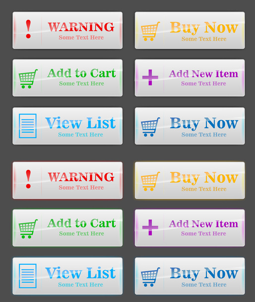6 botones de color para la página de compras
 - Vector, imagen