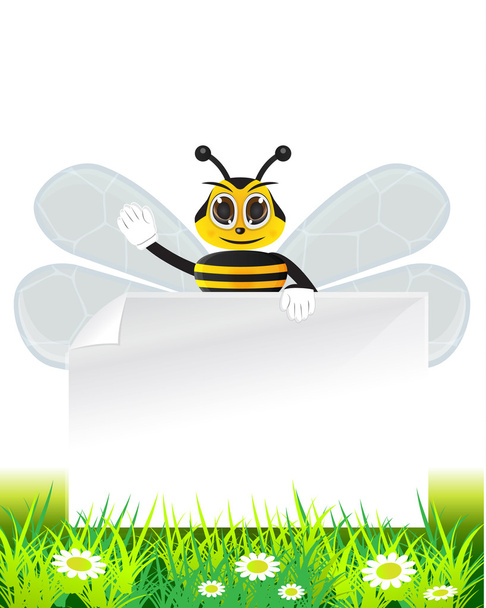 méh szöveg papírral - Vektor, kép