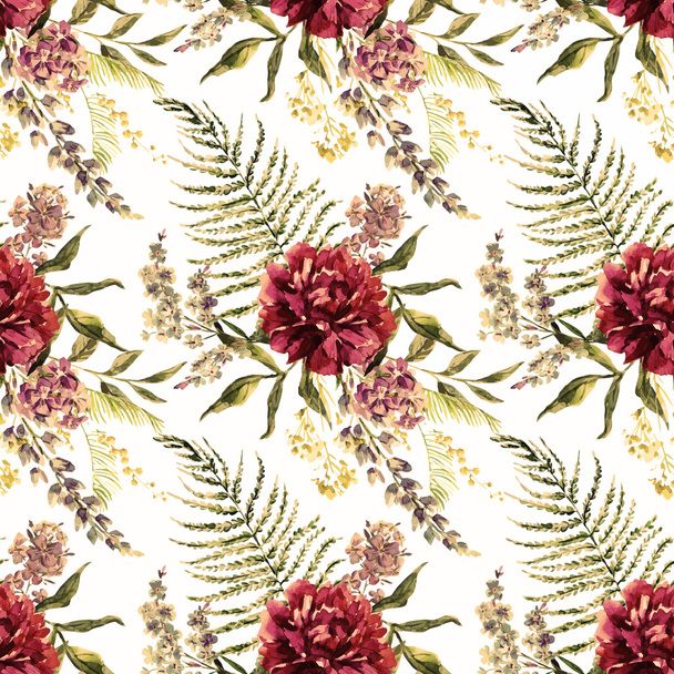 Watercolor floral pattern - Vetor, Imagem