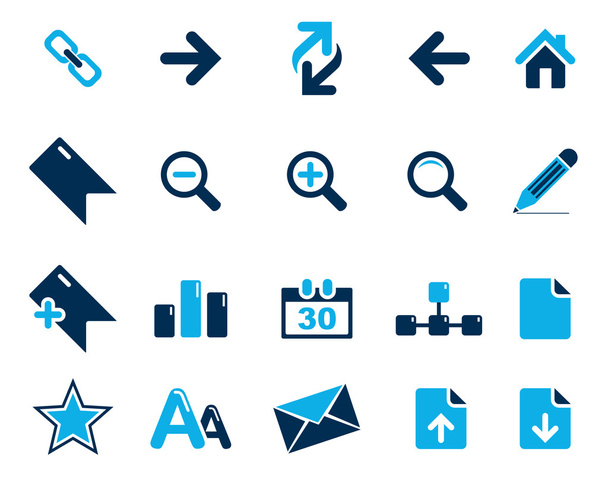 Stock Vector web azul e iconos de oficina en alta resolución
. - Vector, Imagen