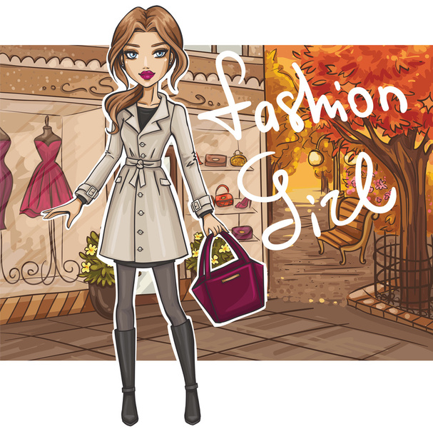 Fashion girl in stylish outfit - Vektor, obrázek