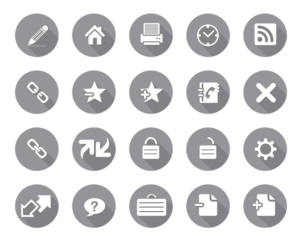 Stock Vector grey rounded web and office icons with shadow in high resolution. - ベクター画像