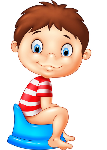 Cartoon boy sitting on the potty - Vector, Image