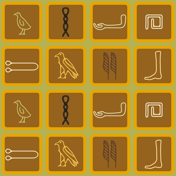 nahtloser Hintergrund mit ägyptischen Hieroglyphen - Vektor, Bild