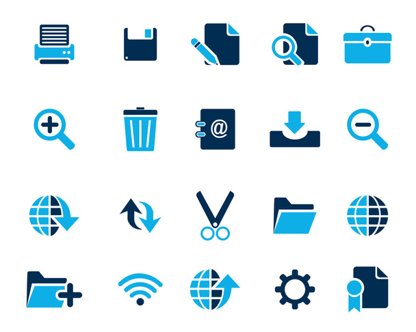 Stock Vector blue web and office icons in high resolution. - Vektor, kép
