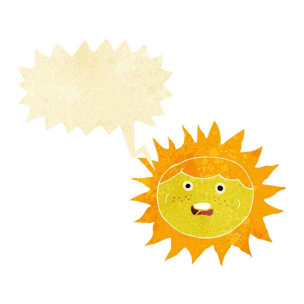 sun cartoon character with speech bubble - Vektor, kép