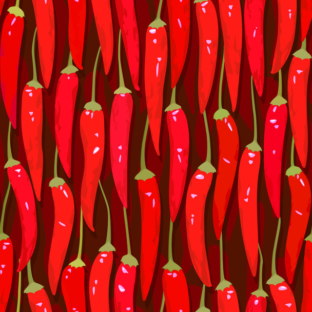 Red cayenne chili pepper seamless - Vector, imagen