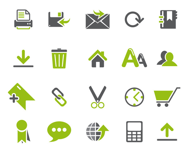 Stock Vector green grey web and office icons in high resolution. - Vector, Image