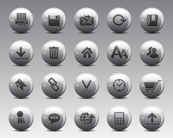 3D bolas grises Stock Vector web y iconos de oficina con sombra en alta resolución
. - Vector, Imagen