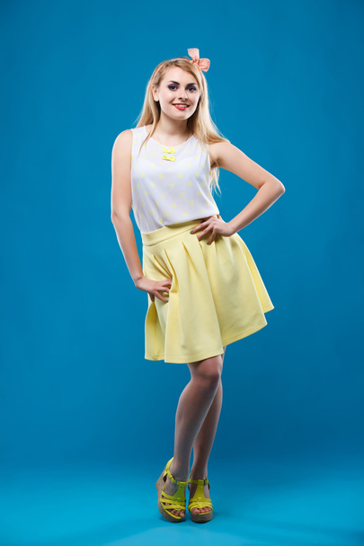 girl in the studio, pin-up, flirting, showing different emotions - Foto, Imagem