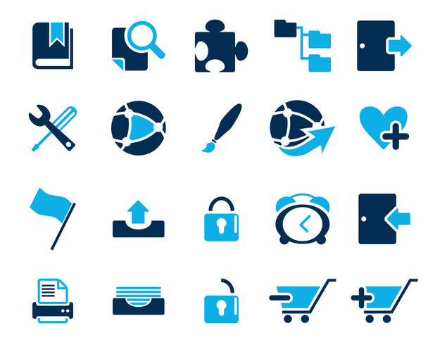 Stock Vector web azul e iconos de oficina en alta resolución
 - Vector, Imagen