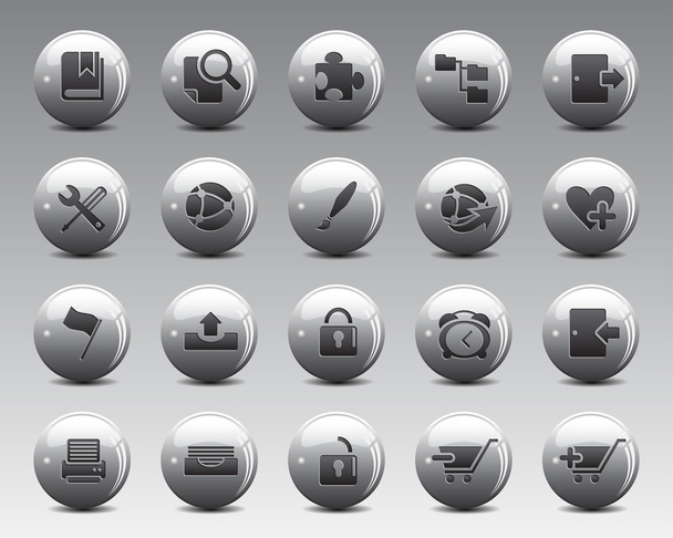 3D bolas grises Stock Vector web y iconos de oficina con sombra en alta resolución
 - Vector, Imagen