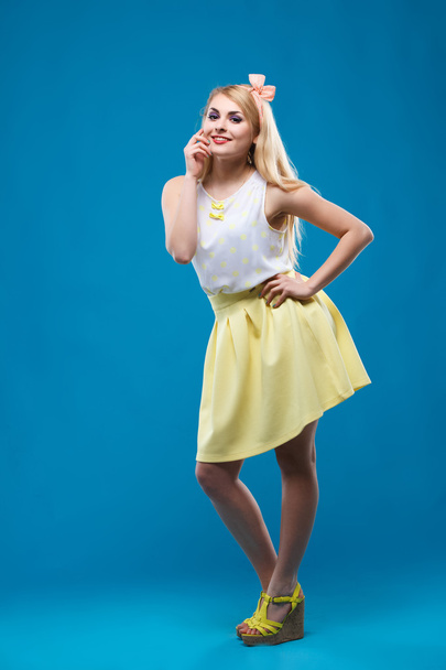 girl in the studio, pin-up, flirting, showing different emotions - Фото, изображение