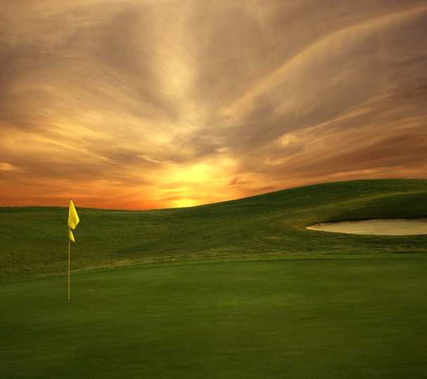 Golf Course Sunrise - Foto, afbeelding