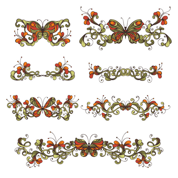 floral design elements and page decorations. - Vektör, Görsel