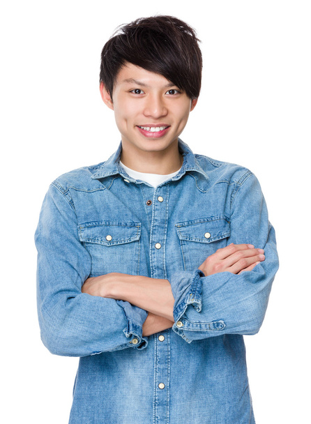 Ázsiai jóképű férfi póló jean - Fotó, kép