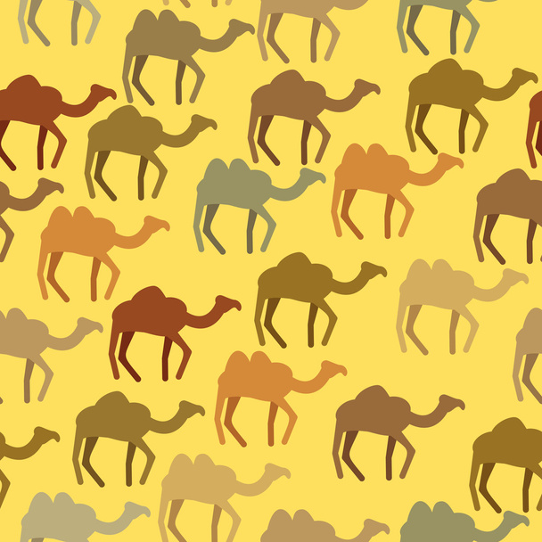 Camels seamless pattern. Background of desert animals. Vector or - Vector, afbeelding