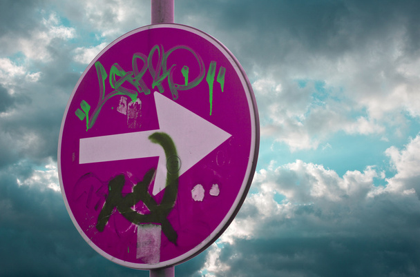 Fuchsia Traffic Direction Signal - Photo, Image