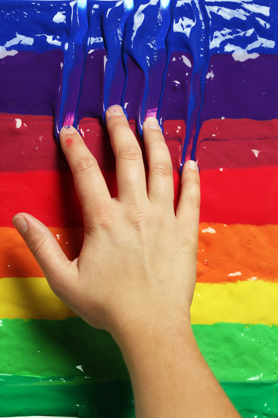 Hand in colorful paint - Photo, Image