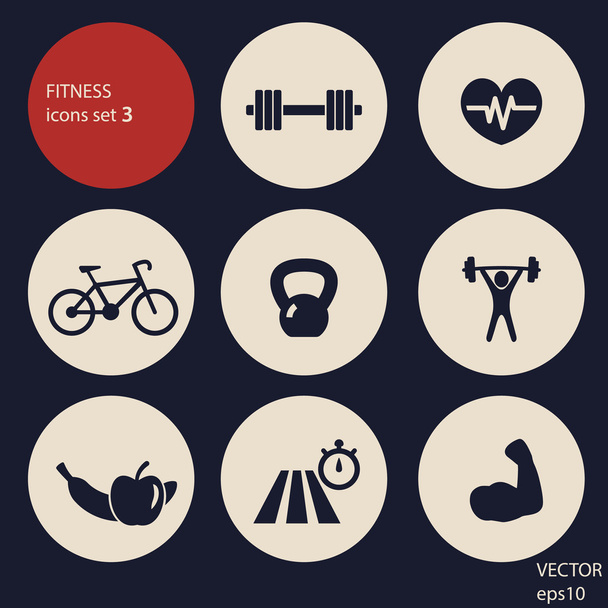 Fitness icons set 3 - Vector, afbeelding