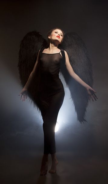 Mysticism. Image of gorgeous succubus with wings - Fotografie, Obrázek