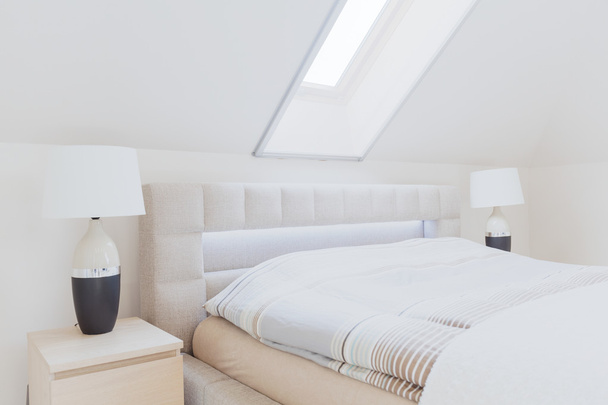 luxurious bedroom in the attic - Fotoğraf, Görsel
