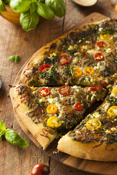 Homemade Grilled Pesto Pizza - Photo, Image