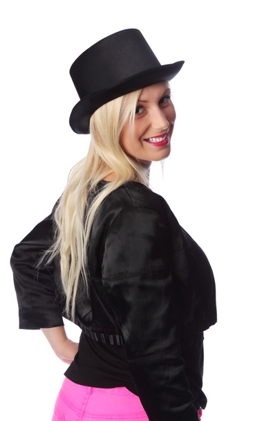 Portrait of a woman in a top hat and jacket - Photo, image