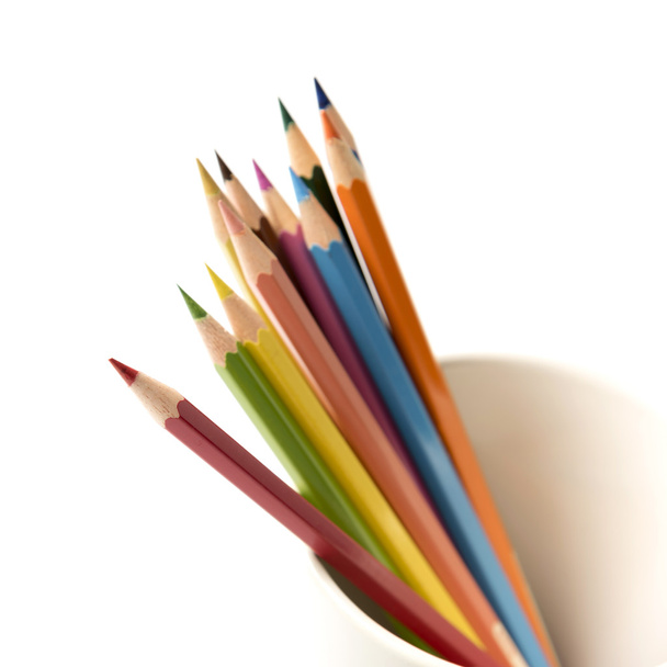 colorful pencil in mug - Foto, afbeelding