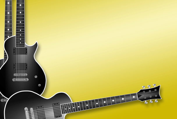 tři černé kytary na žlutém podkladu - Fotografie, Obrázek