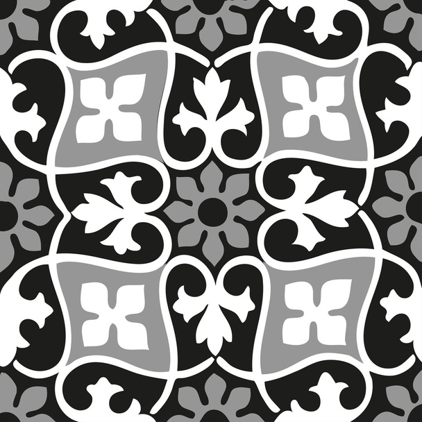 Vector seamless floral patterns black and white vintage - Διάνυσμα, εικόνα