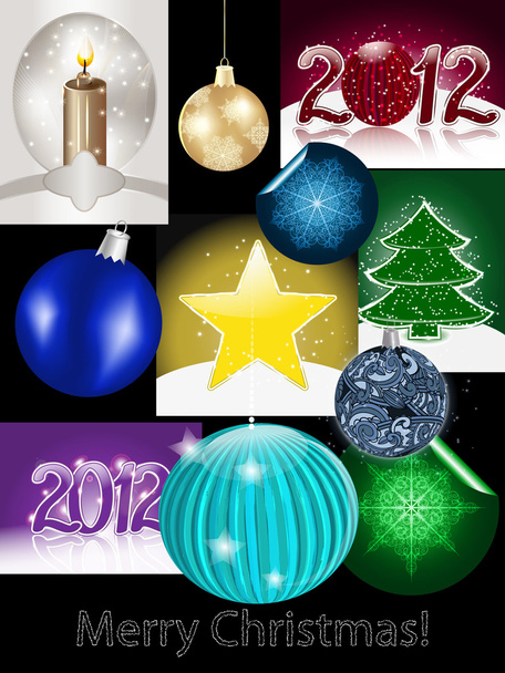 vector christmas set, all elements on different layers - Vector, Image