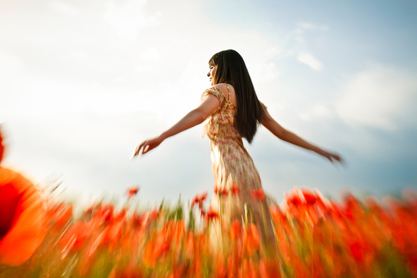 Woman in poppy field - Photo, Image