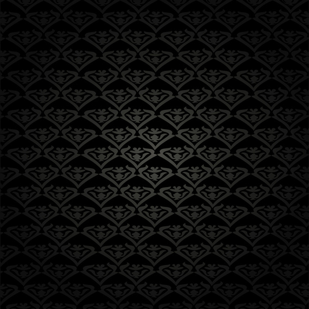 Vector vintage floral pattern, seamless background. Black and gray pattern - Vektör, Görsel